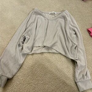 Altar'd State Gray Striped Crop Top